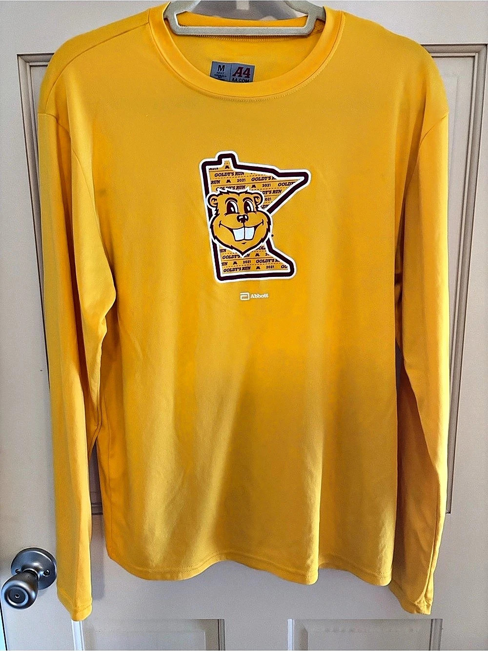 A4 Cooling Performance Long Sleeve Crew Yellow Long Sleeve Tee Size Medium